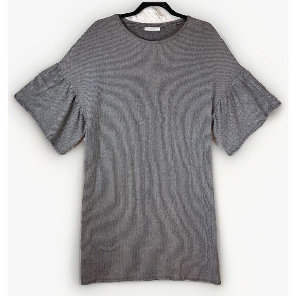 Zara Trafaluc Womens T-Shirt Dress Size Small Black White Striped Flutter Sleeve - Picture 1 of 12